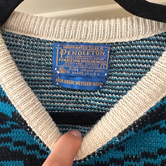 Patterned Blue and White Sweater - Picture 2 of 4